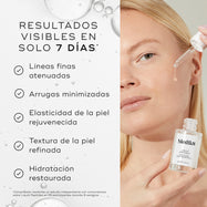 Una mujer está aplicando el sérum Liquid Peptides en el rostro con un cuentagotas. A la izquierda, el texto indica “RESULTADOS VISIBLES EN SOLO 7 DÍAS*” y enumera los beneficios:

Arrugas suavizadas
Piel con aspecto juvenil
Mejora de la firmeza de la piel
Mayor volumen y densidad en la piel
Hidratación restaurada

Una nota al pie indica que las afirmaciones han sido comprobadas mediante un estudio independiente de consumidores.