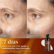 Imagen 2: Comparación de antes y después de la piel de un participante durante 7 días, mostrando una piel visiblemente más luminosa, con mayor resplandor y un tono más uniforme.

Imagen 3: Primer plano comparativo de antes y después de la piel de un participante durante 7 días, mostrando una textura de la piel visiblemente más suave y una apariencia más refinada.